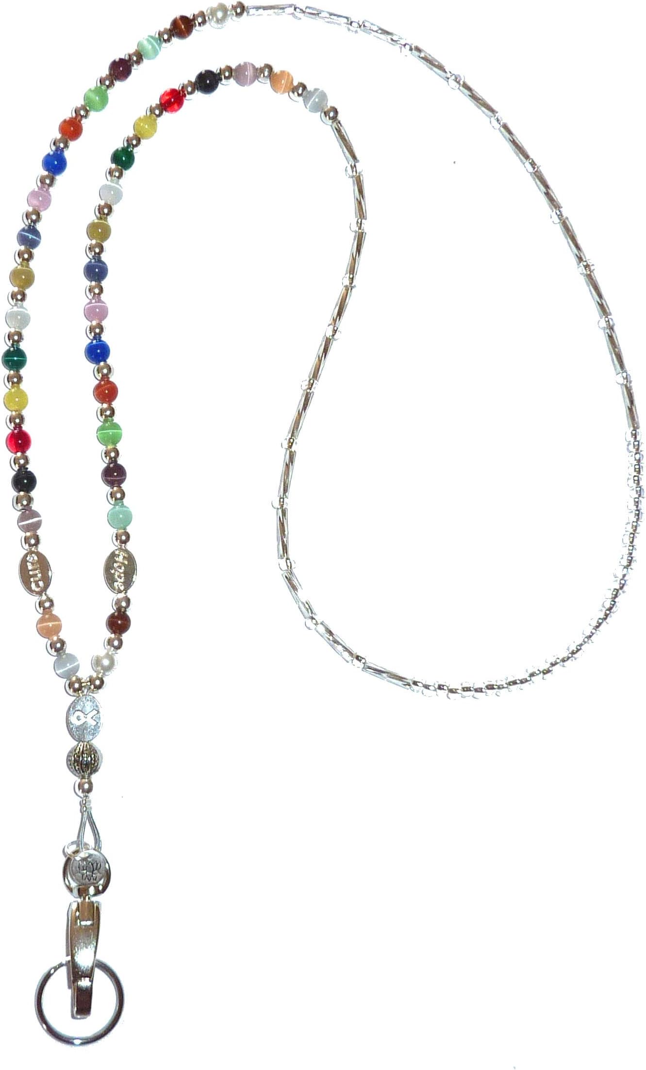 Cancer Awareness Women's Beaded Fashion Lanyard, Jewelry ID Badge and Key Holder, 34 inches