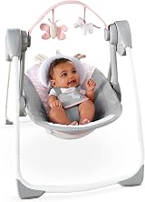 Ingenuity Comfort 2 Go Portable Swing 6-Speed 0-9 Months Pink Flora Unicorn view 9
