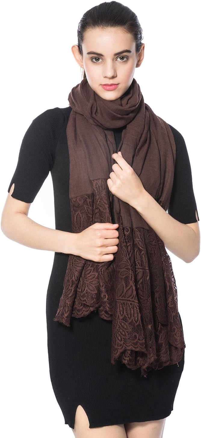 Women Lightweight Fashion Lace Scarf Solid Color Wrap Shawl Gzcvba Soft Evening Coverup