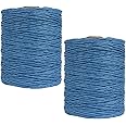 2 Pack of Natural Cotton Line Rayon Raffia Yarn Cotton Raffia Rope for Summer Sun Straw Hat Beach Bag DIY Hand Knitting Handbag 560-600 Meters/612-656 Yards