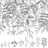 SUNNYCLUE 1 Box 54Pcs 9 Styles Tree Branch Charms Metal Leaf Charm Bulk Large Alloy Silver Spring Fall Tibetan Trees Leaves Pendants for Jewelry Making Diy Necklaces Bracelets Earrings Supplies Adults