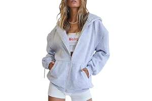 Trendy Queen Womens Zip Up Hoodies Oversized Sweatshirts Fall School Fashion Outfits Casual Jackets 2025 Winter Clothes