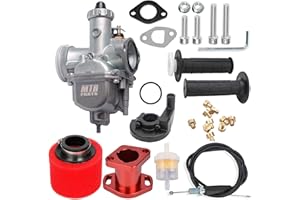 MTRPARTS VM22 Carburetor Predator 212CC 196cc! CT200U KT196 Moto Mini Bike Race and Go Kart 6.5HP Baja Warrior Heat - Includes MB165 MB200 Air Filter Kit & Cable Throttle Control Handle (Red air filter)