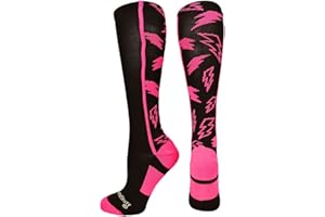 MadSportsStuff Socks with Lightning Bolts for Softball Baseball Soccer for Boys Girls Men Women Youth Adult Over the Calf