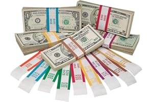 BankSupplies Assorted Money Bands | 1000 Straps of Each Denomination | Self-Sealing Bill Straps | Pressure Sensitive Adhesive | Color-Coded | White Kraft Paper | Money Wraps for Bills