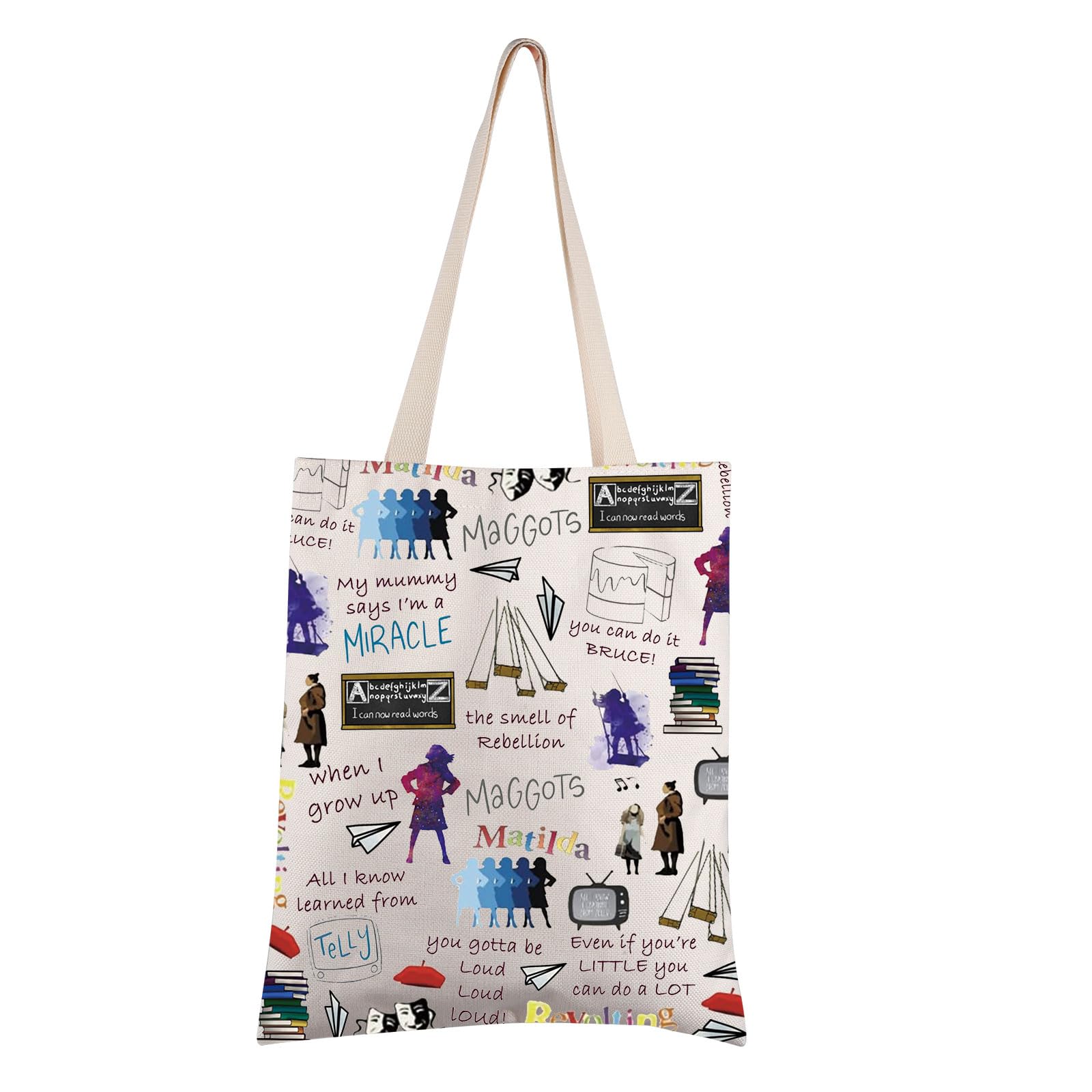 FEELMEM Matilda Musical Inspired Gift Matilda TV Show Fans Gift Matilda Quote Canvas Shoulder Bag