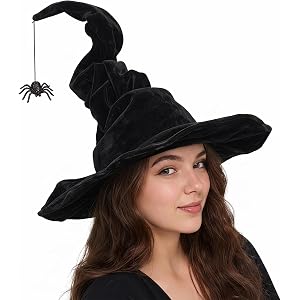 Kendane Halloween Decorations Witch Hat,Cosplay Costume Hat for Party Decor | Hidden Wire Shapable Witch Hat, Soft Skin-Frien