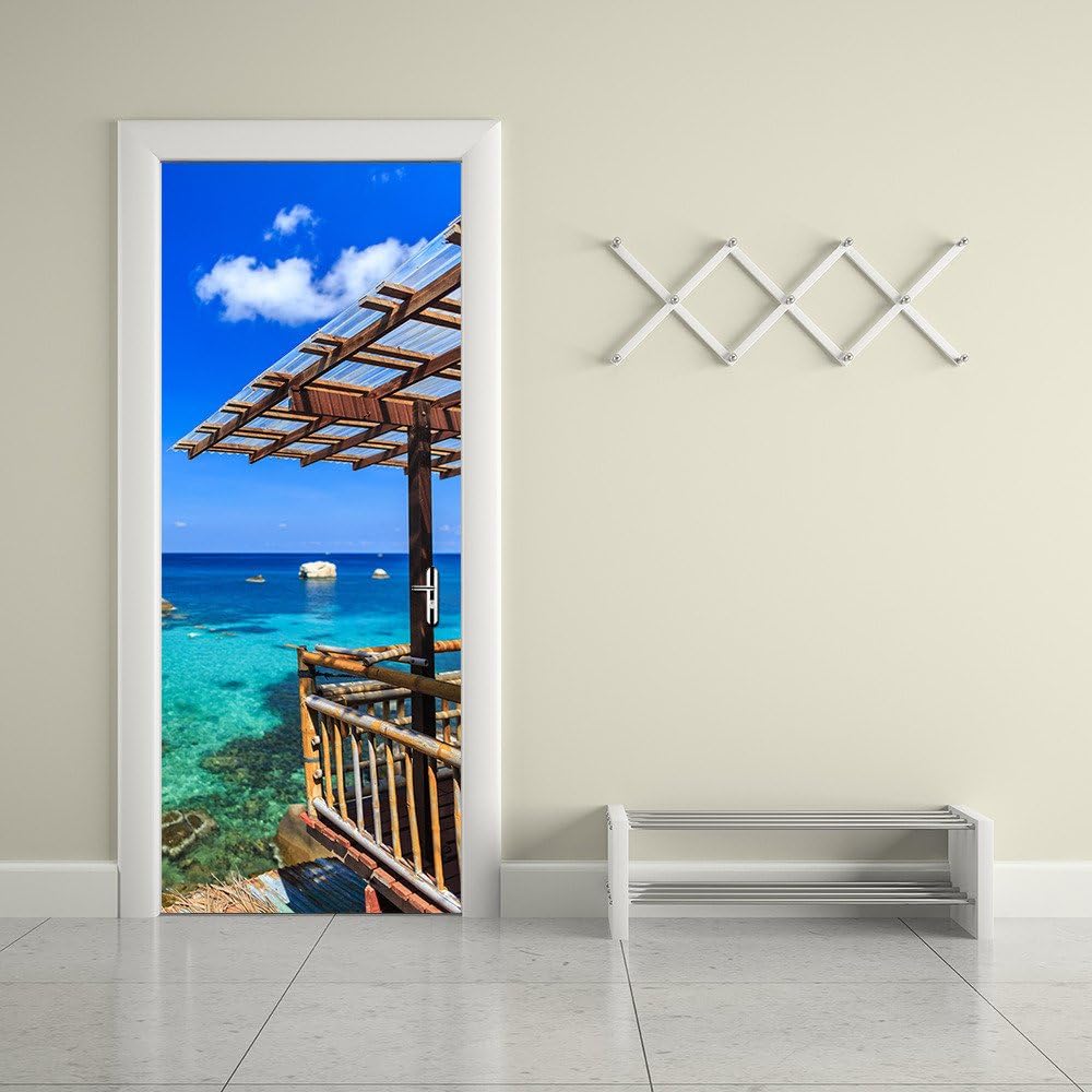 GJ-Creative imitation 3D removable door stickers (77 * 200cm) on the beachWall Stickers