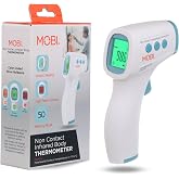 MOBI No Touch Forehead Thermometer for Baby, Kids &amp; Adults | Fast 1-Second Infrared Reading, Fever Indicator, Silent Mode, Touchless with Object &amp; Room Mode