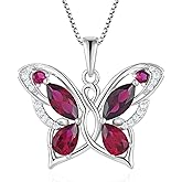 Vesitim Butterfly Necklace Sterling Silver Birthstone Jewelry for Women