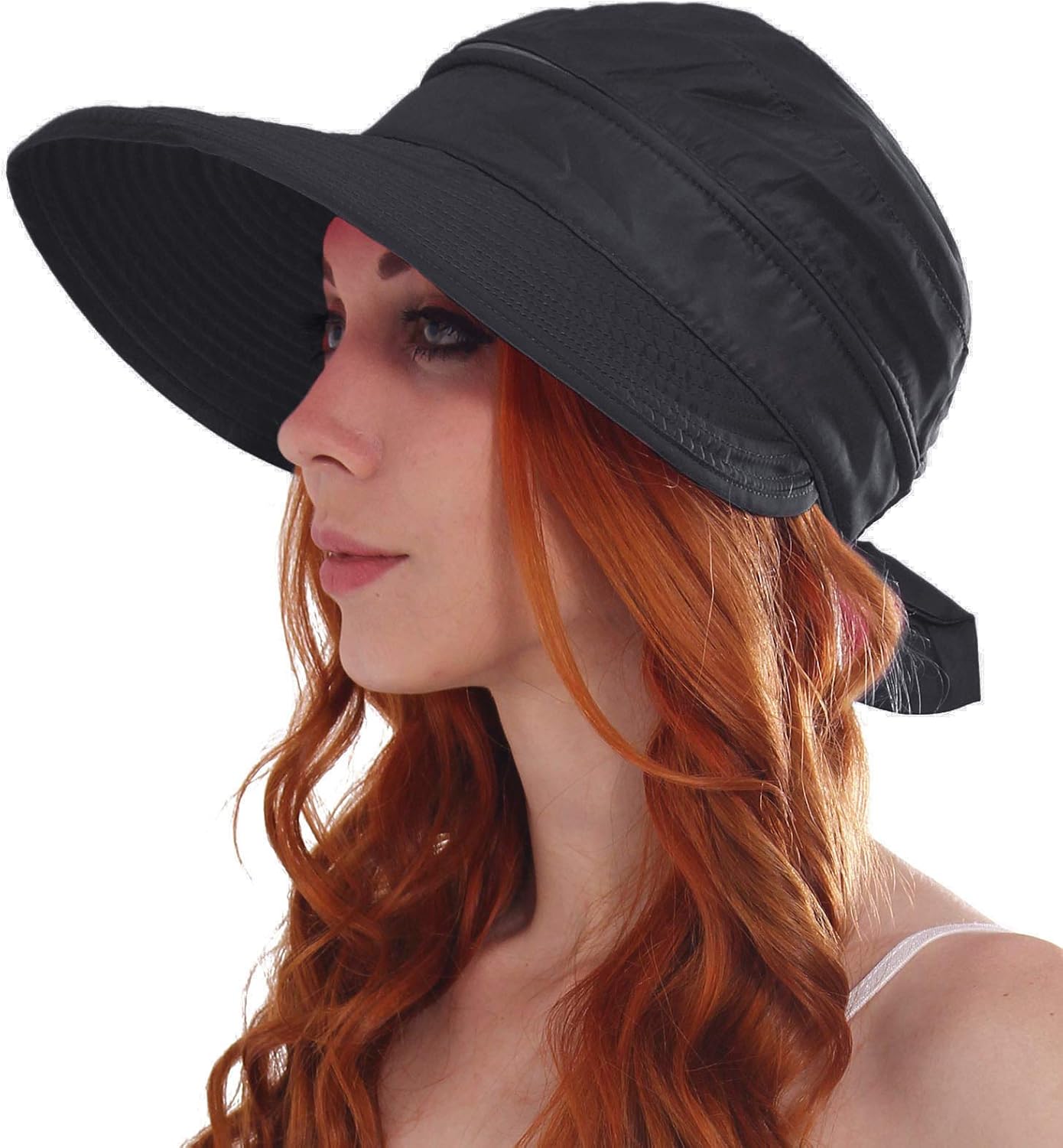 Simplicity Women's UPF 50+ UV Sun Protective Convertible Beach Hat Visor Black at  Women’s Clothing store