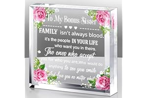 YOOKEER My Bonus Sister Gifts Sister Gift Heart Keepsake and Paperweight from Sister Brother Clear Acrylic Sister in Law Gift for Women Friendship Gift for Women Friend Sister Birthday Wedding (Elegant Style)