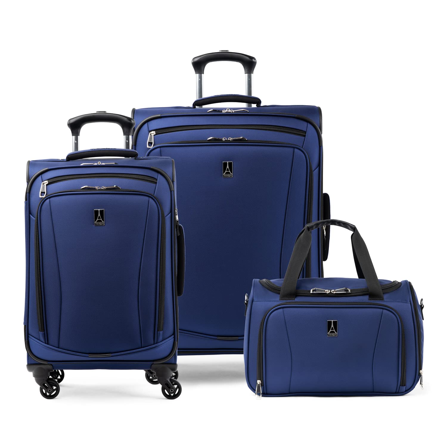 Travelpro Runway 3 piece Luggage Set, Carry on UnderSeat Luggage Soft Tote, Carry-on & Convertible Medium to Large 28-Inch Check-in Expandable Luggage, 4 Spinner Wheels, Softside Suitcase, Blue