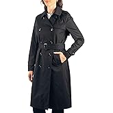 Alpine Swiss Carla Womens Waterproof Rain Trench Coat Long Rain Jacket Lightweight Raincoat Double Breasted Belted Overcoat