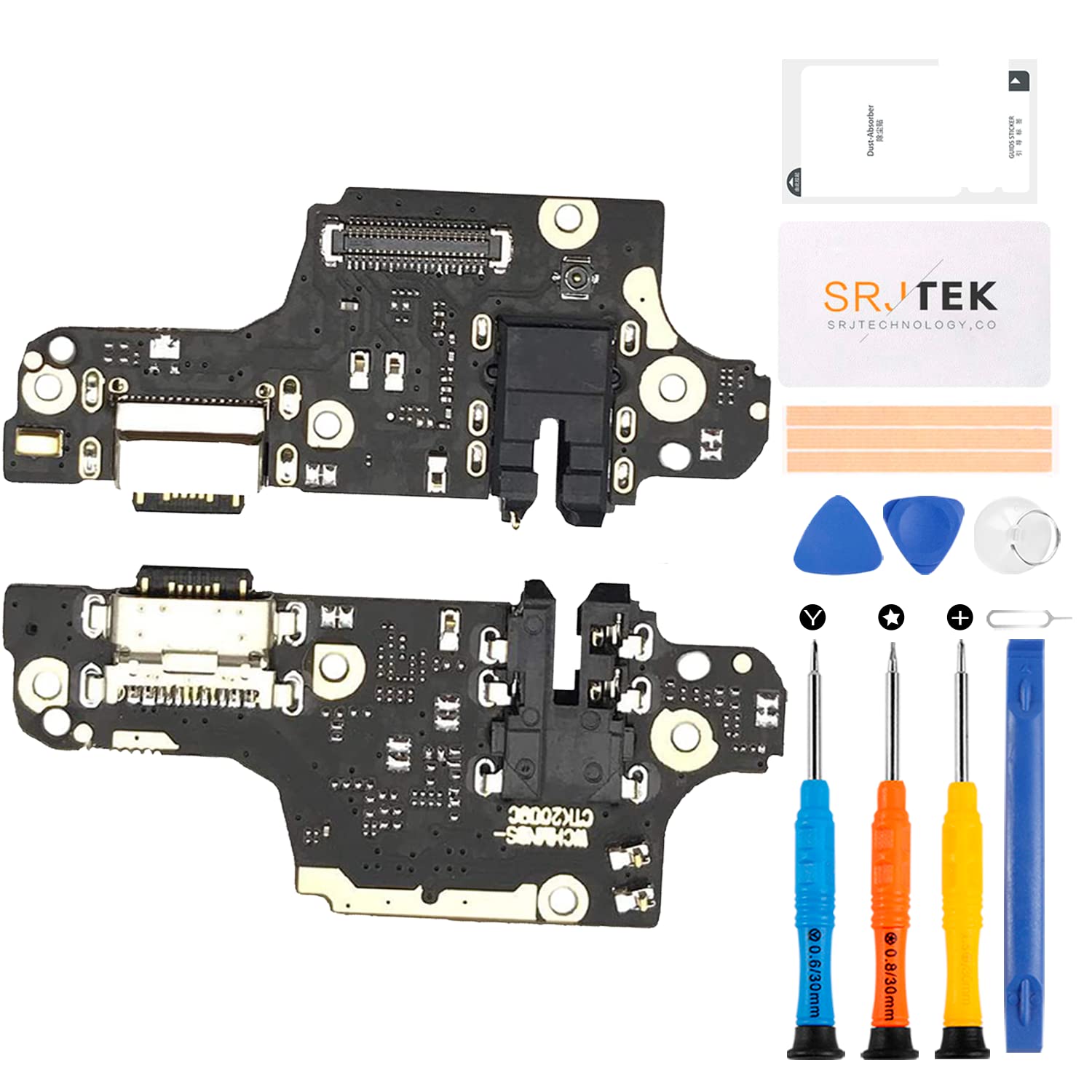 SRJTEK For Xiaomi Redmi Note 9 PRO Dock Connector Replacement M2003J6B2G Charging Port For Redmi Note 9S Headphone Port Note 9S Microphone Flex Cable M2003J6A1G Type C Repair Kits