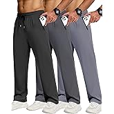 CE' CERDR 3/4 Pack Mens Sweatpants with Zipper Pockets Athletic Workout Jogger Pants for Men Running Jogging Casual Pants