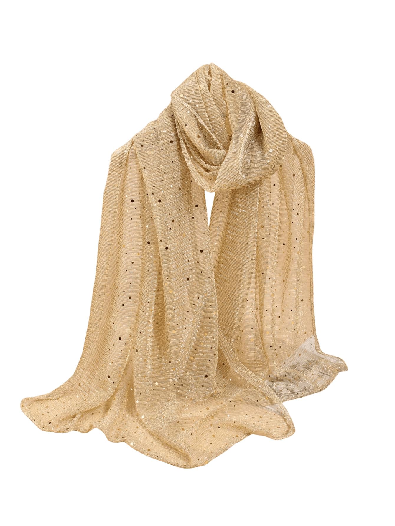 Photo 1 of Floerns Women's Sequin Bandana Square Scarf Silk Scarves Mesh Shawl and Wrap for Evening Dresses Gold One-Size