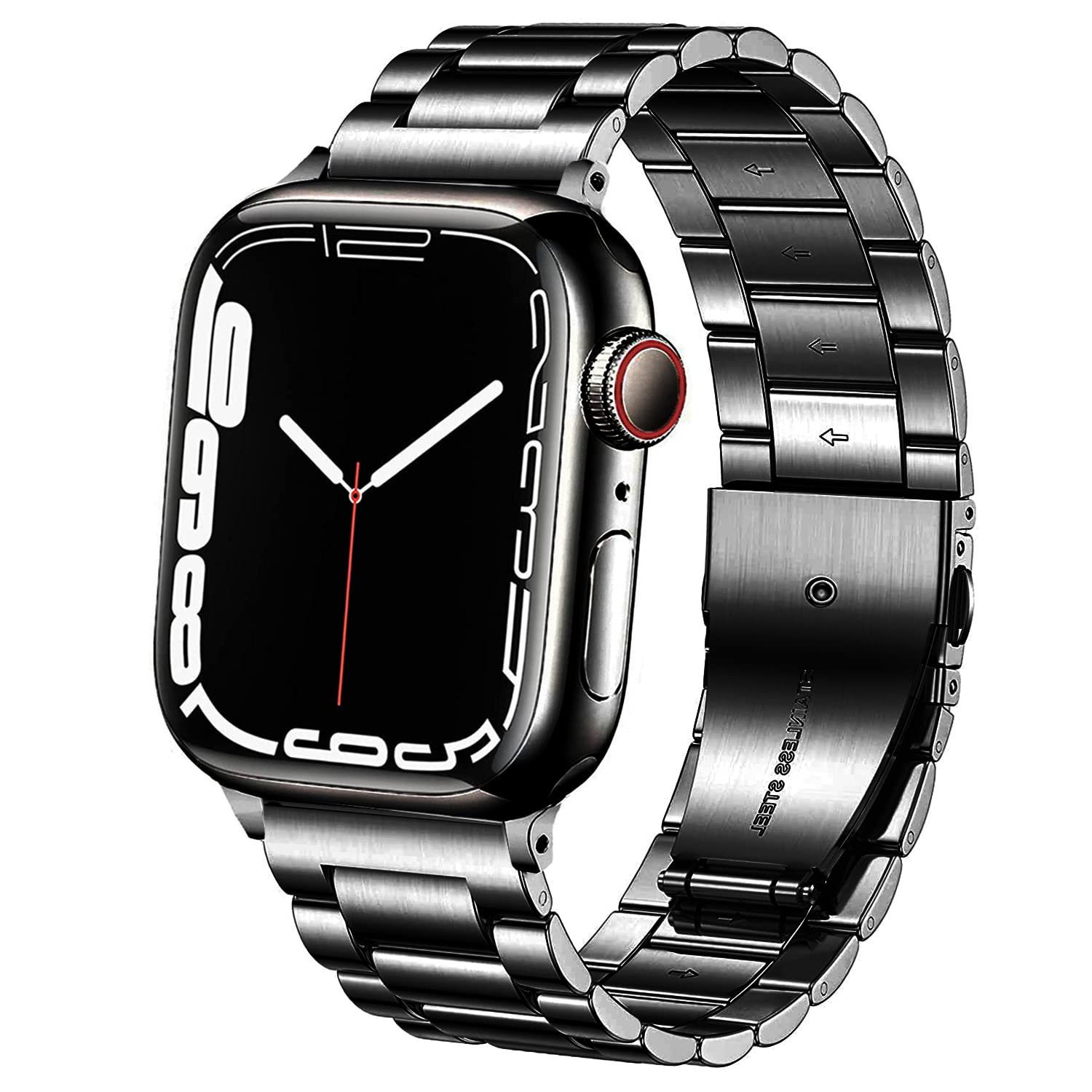 DEALELE Bands Compatible with iWatch 38mm 40mm 41mm, Solid Stainless Steel Metal Strap Replacement for Apple Watch Series 7 / SE / 6 / 5 / 4 / 3 Women Men, Black — image 1