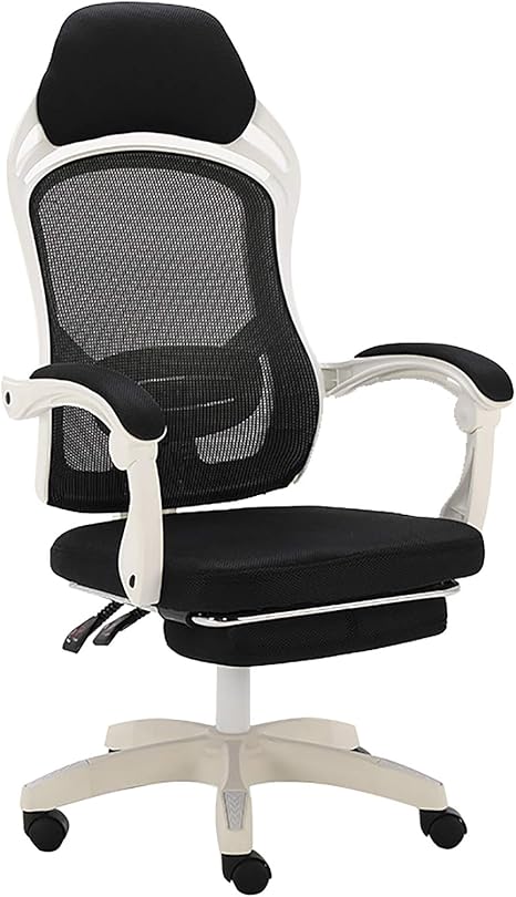 Amazon Co Jp スイベルオフィスチェア 人間工学に基づいたデスクチェアメッシュコンピュータチェア パディングアームレストと調整可能なヘッドレスト付き 白 ホーム キッチン