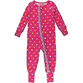 RuffleButts SoftSnooze™ Viscose from Bamboo Baby Girls Ruffle One Piece Convertible Pajamas
