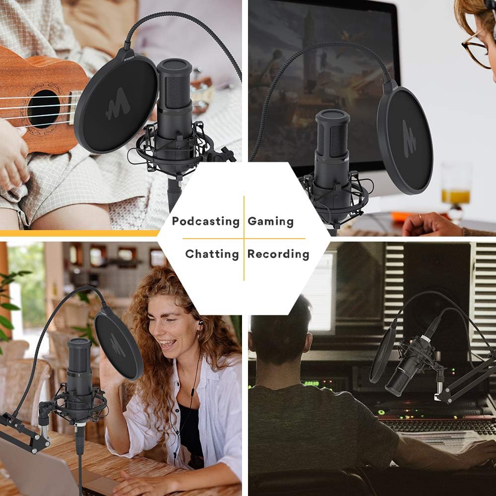 XLR Condenser Microphone Kit MAONO AU-PM320S Professional Cardioid Vocal Studio Recording Mic for Streaming, Voice Over, Project, Home-Studio: Home Audio & Theater