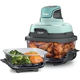 Ninja Crispi Air Fryer, Microwave, Freezer &amp; Dishwasher Safe, Non Toxic Glass Portable Cooking System, 4 QT &amp; 6 Cup Glass Containers with Storage Lids, Easy Meals, Air Fry, Bake, Mint (Renewed)