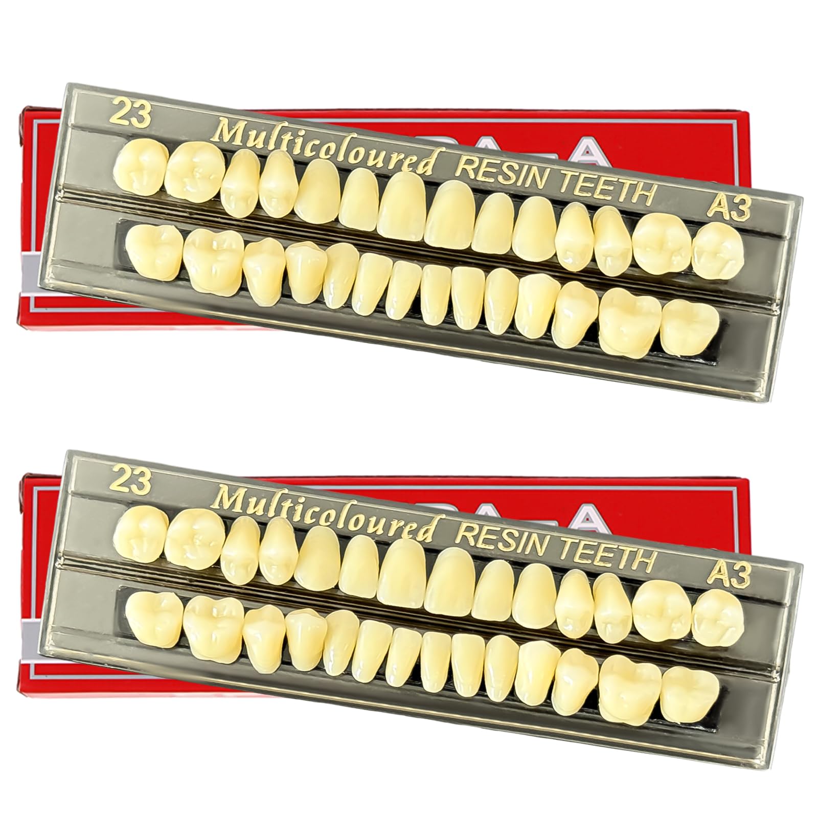 Photo 1 of 56 Pieces False Teeth, 2 Sets Whole Teeth Synthetic Polymer Denture Teeth, 23 Shade A3 Upper + Lower Dental Materials for Replacement, DIY, or Halloween
