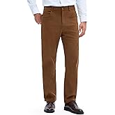 PLEPAN Men's Corduroy Pants Classic Casual Pants Elastic Waist Straight Leg Loose Fit Streetwear Commuting with 5 Pockets
