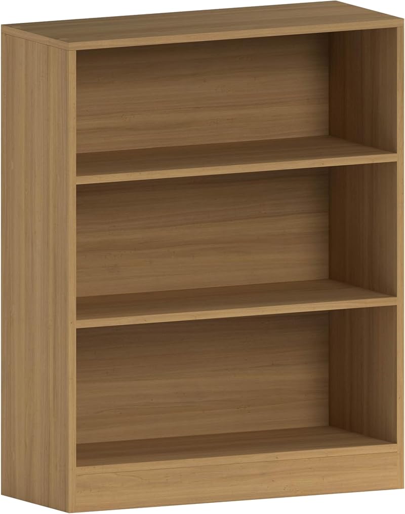 Vida Designs Cambridge 3 Tier Low Bookcase Oak Wood Shelving Unit