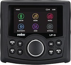 Powersports UTV Stereo AM/FM with Bluetooth Streaming 3 Zone, Compatible to Rear View Camera, External Amplifier Switch on/Off