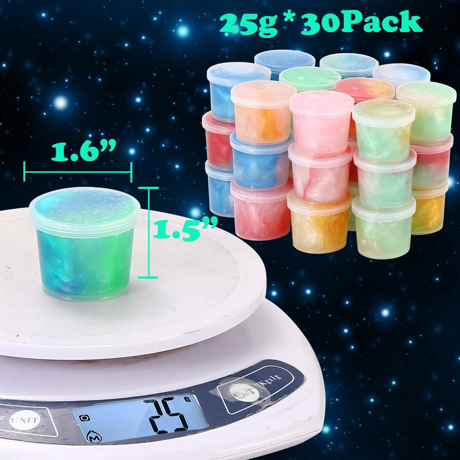 Galaxy Slime Party Favors 30 Pack, Stretchy, Non-Sticky, Non-Mess Party Favors Fidget Toy for Girls and Boys Christmas Stocking Stuffers - Valentine Kids Slime, Classroom Reward