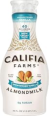 Califia Farms - Unsweetened Vanilla Almond Milk, 48 Oz, Dairy Free, Vegan, Plant Based, Keto, Gluten Free, Non GMO, Sugar Fre