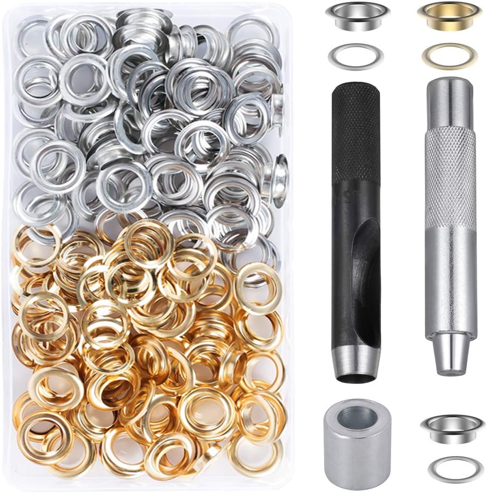 ManLee 243Pcs Grommet Tool Kit 12mm Metal Grommets Eyelets 1/2 Inch