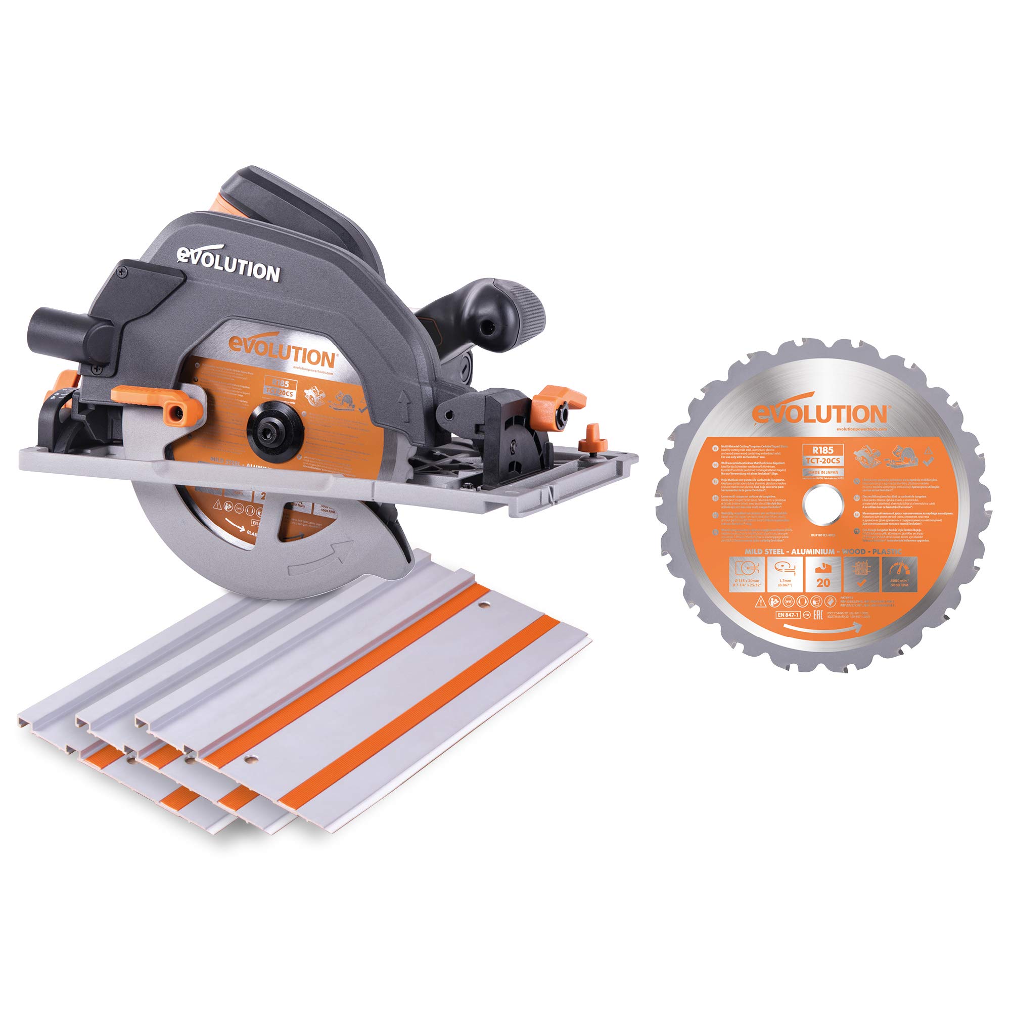Evolution Power Tools R185CCSX Multi-Material Circular Saw, 185 mm, (110 V) with Additional R185TCT-20T Blade