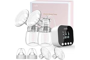 Lulia Double Electric Breast Pump, Breastfeeding Pump 4 Modes & 9 Levels, Low Noise, Anti-Backflow & LED Display, BPA Free, Portable Breast Pumps with 24mm Flange