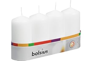 Bolsius Pillar Candles (100/50), White (Tray of 4)