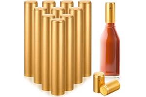 Zonon 200 Pieces PVC Heat Shrink Capsules Hot Sauce Bottles 28 x 50mm Wine Woozy Bottles Capsules Shrink Caps,5oz 10oz (Gold)