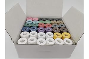 DOUBLELIN 144pcs Multi-Colors Prewound Bobbins Size A, 40S/2 Spun Polyester Thread 34wt, Plastic Sided, Size A, Class 15, 15J, SA156, 11 Colors by 8pcs per Color, 16pcs Black and 40pcs White