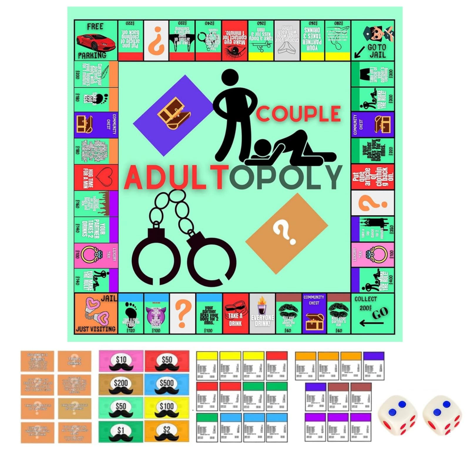 Adultopoly Board Game, Couple Board Game Couples Games for Adults Conversation Cards for Couples Board Games Relationship Card Game Bedroom Games Gift (Yellow)