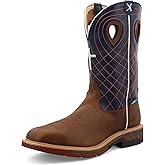 Twisted X Men's 12" Western Work Boot, Mocha & Navy, 9.5 B