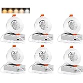 CLOUDY BAY 3 Inch 5CCT LED Eyeball Recessed Light,Dimmable Swivel Adjustable Downlight, 2700K/3000K/3500K/4000K/5000K Selectable,8W,Airtight,ETL,FCC,Pack of 6