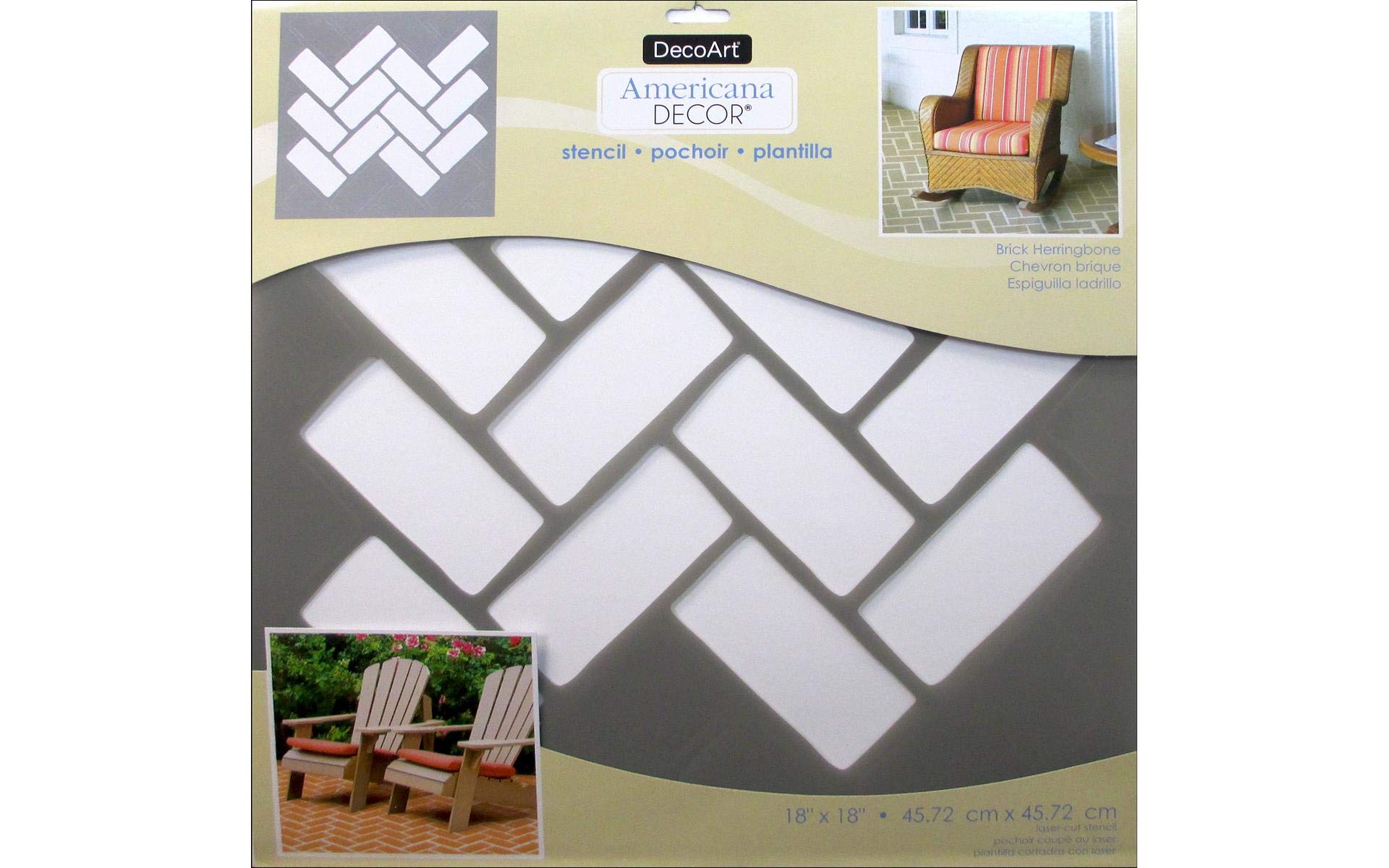 Decoart DECADS-K.406 Decor Stencil 18x18 Hringbon Americana Decor Stencil 18x18 Herringbon