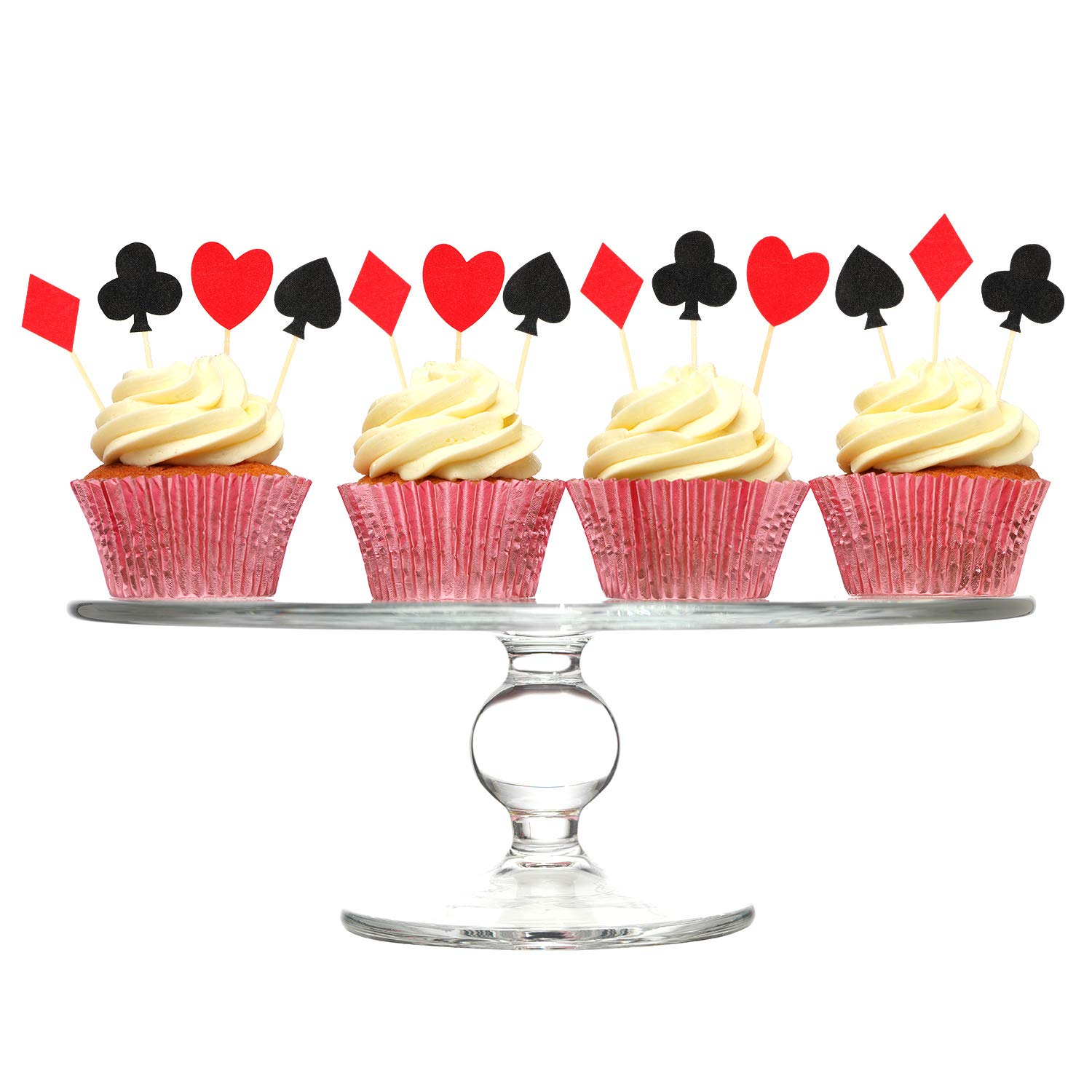 Blulu 48 Pieces Cupcake Toppers Poker Jeu De Cartes Cupcake Toppers Pour Decorations De Fete D Anniversaire A Theme De Poker Accessoires De Decoration Ustensiles A Patisserie