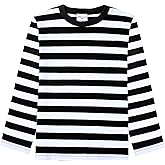 COSLAND Boys and Toddlers' Casual Striped Shirt Crew Neck Long Sleeve Basic Top, 2T-Large