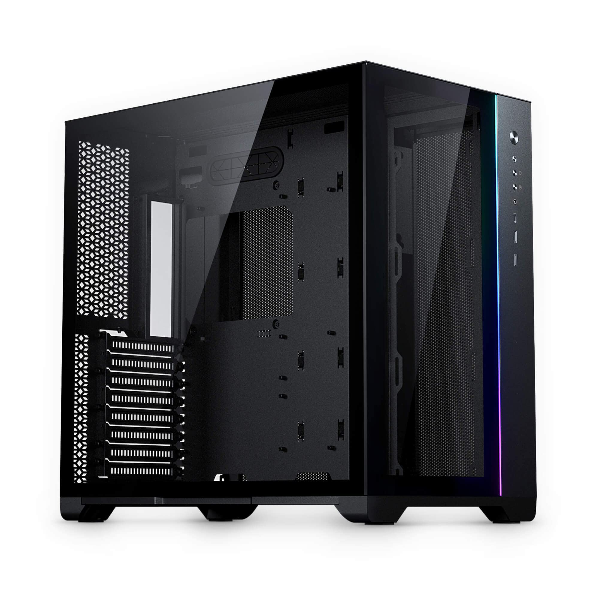 MagniumGear (MG-NE620Q_DBK02) NEO Qube 2, Dual Chamber ATX Mid-Tower, Digital-RGB Lighting, Front I/O USB Type C, Tempered Glass Panels, Black