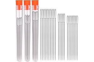 WONVOC 23 PCS Large Eye Stitching Needles - 3 Sizes Stitching Needles, Big Eye Hand Sewing Needles with 3 PCS Needle Storage Tube for Sewing Act Crafts, Upholstery