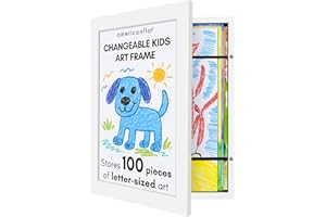 Americanflat 10x12.5 Kids Art Frame - Front Loading Picture Frames Hold 100 Artworks - Use as 8.5x11 Picture Frame with Mat - My Mini Masterpiece - Hanging Hardware and Built-in Easel Included - White