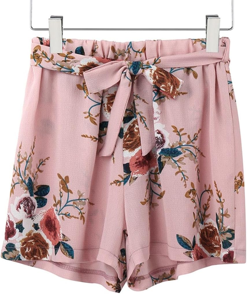 Amazon Com Women S Casual Shorts Floral Print High Waist Hot