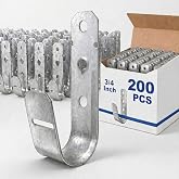 Gisafai 200 Pcs 3/4'' Cable Support J-Hook Bulk, Metal Garage Hanging Hook | Heavy Duty Network for Cable and Wire, Management Wall Attaching J Utility, G60 Galvanized Steel, Silver