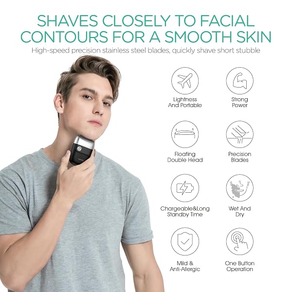 VOYOR FOIL SHAVER 2 IN 1 DOUBLE SHAVERS FOR MEN,PORTABLE ELECTRIC RAZOR WITH RECHARGEABLE FOIL RAZOR MULTIFUNCTION GROOMING BARBER SHAVER IPX6 WASHABLE TRAVEL SHAVERS ER300 (SILVER)